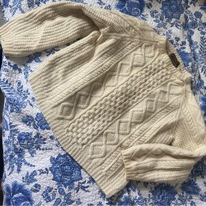 Vintage Ireland Callan Knitwear 100% Pure New Wool Cable Knit Sweater